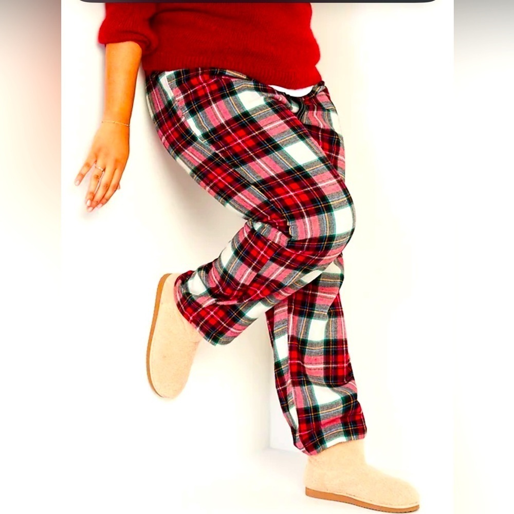 Old Navy tartan plaid flannel drawstring Christmas pants winter pjs bottom
